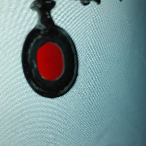 Antique Red Carnelian Stone Brooch or Hat Jewelry Silverplated in Bezel Setting - Picture 6 of 10